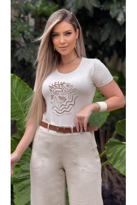 034530 - Blusa Manga Curta Estampa em Silk